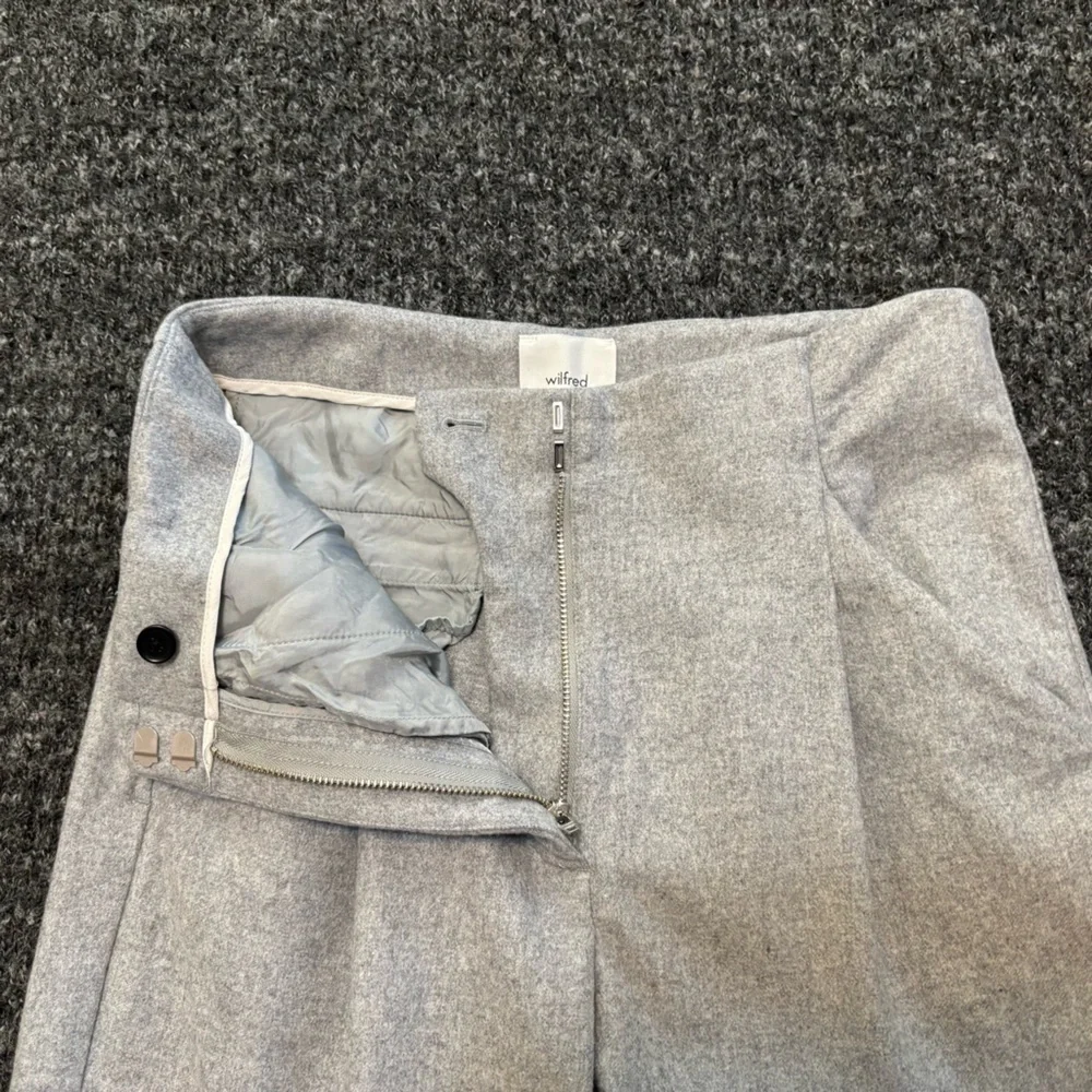 WILFRED Sz 4 Chambery Pants Grey Pleated Trousers Wool Cashmere Blend By Aritzia - Picture 10 of 15